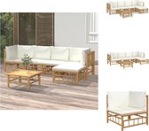 vidaXL Bamboe Loungeset - Modulair - Praktische Tafel - Comfortabele Kussens - Duurzaam Materiaal - Tuinset