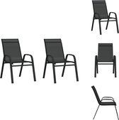 vidaXL Balkonstoelen - Zwart - 55 x 65 x 89 cm - Waterbestendig - Gepoedercoat Staal - Textileen - Tuinstoel
