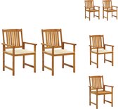 vidaXL Buitenstoelen - Gelat hout - Stevig - stabiel - Crème kussens - Afmetingen 61x57x92cm - Acaciahout - Polyester kussen - Tuinstoel