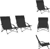 vidaXL Strandstoelen - Inklapbaar - Oxford Stof en Staal - 55.5 x 65.5 x 66 cm - Zwart - Set van 2 - Tuinstoel