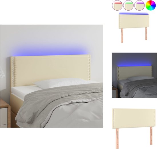 vidaXL Hoofdeind LED Strip - Crème - 100 x 5 x 78/88 cm - Verstelbaar - Bedonderdeel