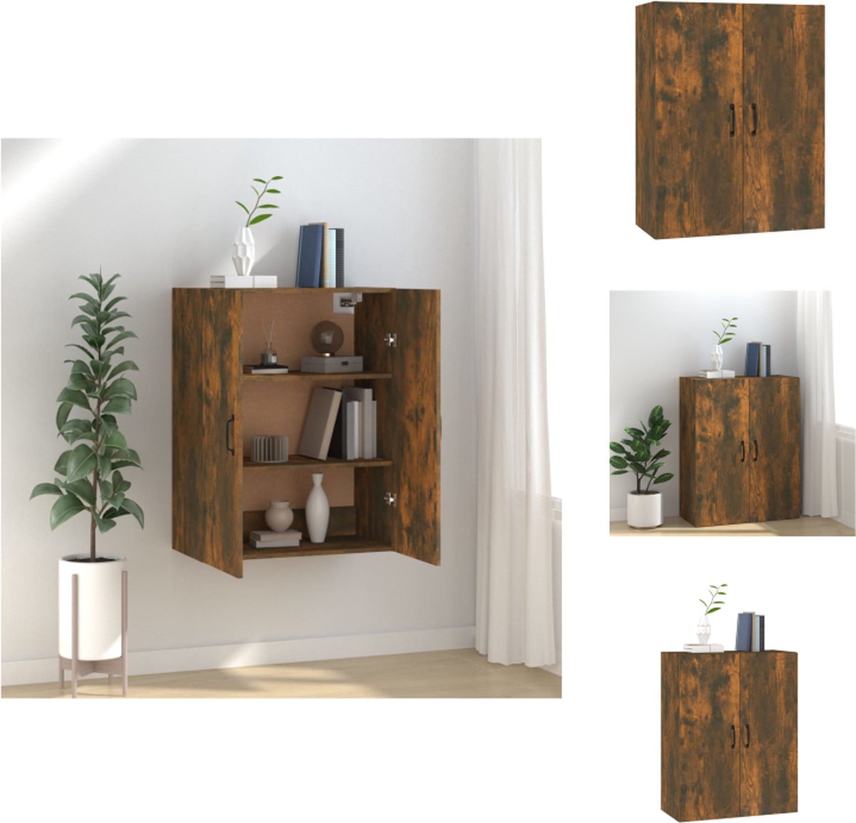 VidaXL Hangkast Opbergkast Gerookt eiken 69.5 x 34 x 90 cm Kast