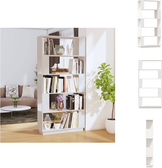 vidaXL boekenkast - hout - 80x25x163.5 cm - wit - Kast