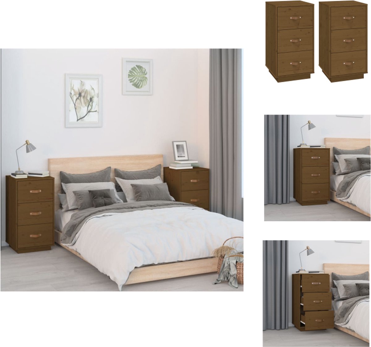 Lot De 2 Tables De Chevet Beatrice - Vicco - Blanc Et Sonoma - 68x36x36 Cm - Neuf