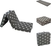 vidaXL Opvouwbaar schuimmatras - Grijs met witte sterdecoratie - 190 x 70 x 9 cm - Inclusief handvat en klittenband - Matras
