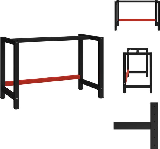 Foto: Vidaxl metalen werkbankframe zwarte en rode 120 x 57 x 79 cm inclusief montage soort werkbankframe tafelonderdeel