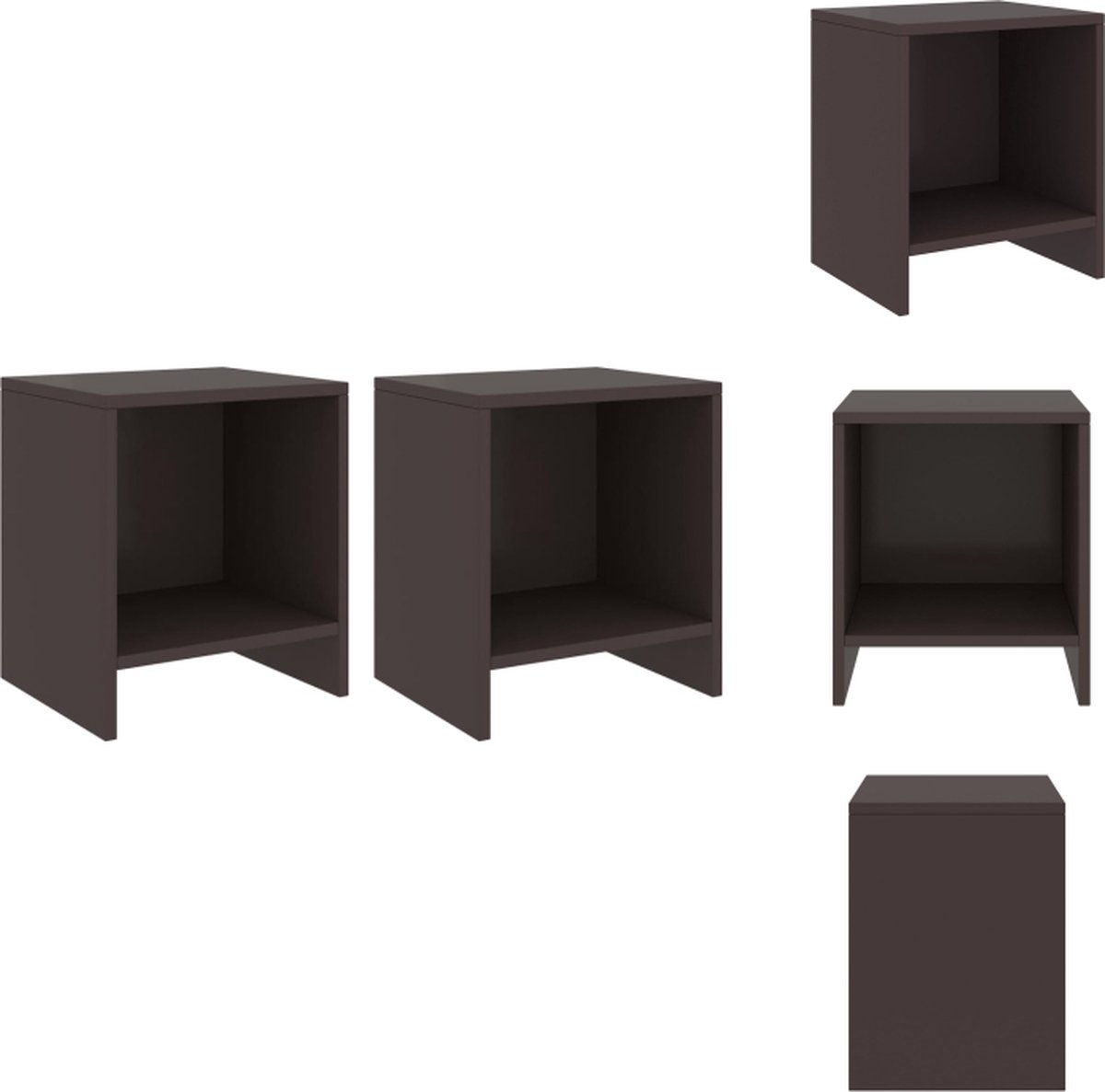 VidaXL Nachtkastjes Massief grenenhout 35 x 30 x 40 cm Donkerbruin Kast