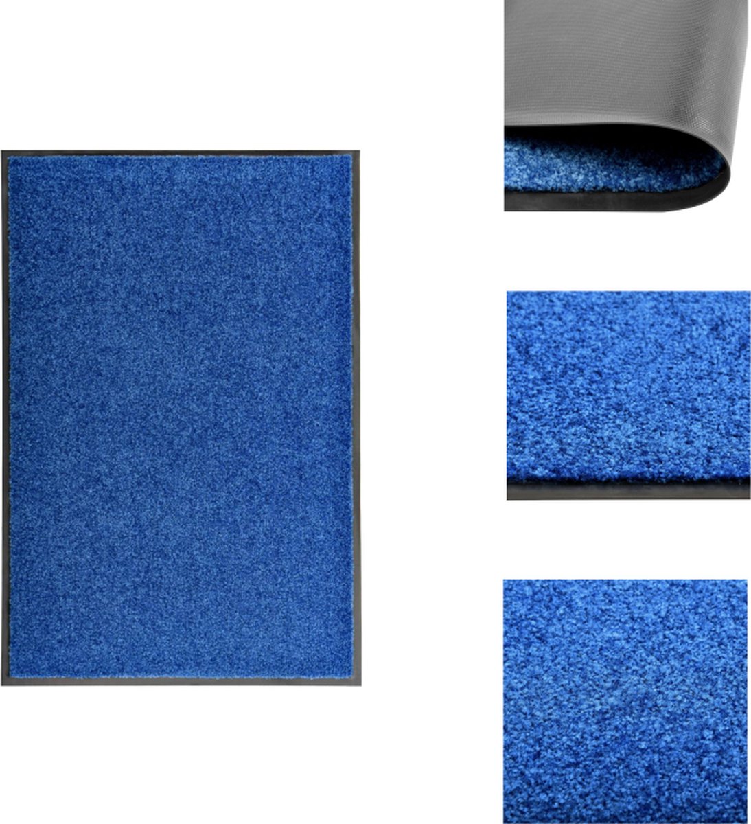 VidaXL Deurmat Binnen Buitenmat 90 x 60 cm Anti-Slip PVC Blauw Deurmat