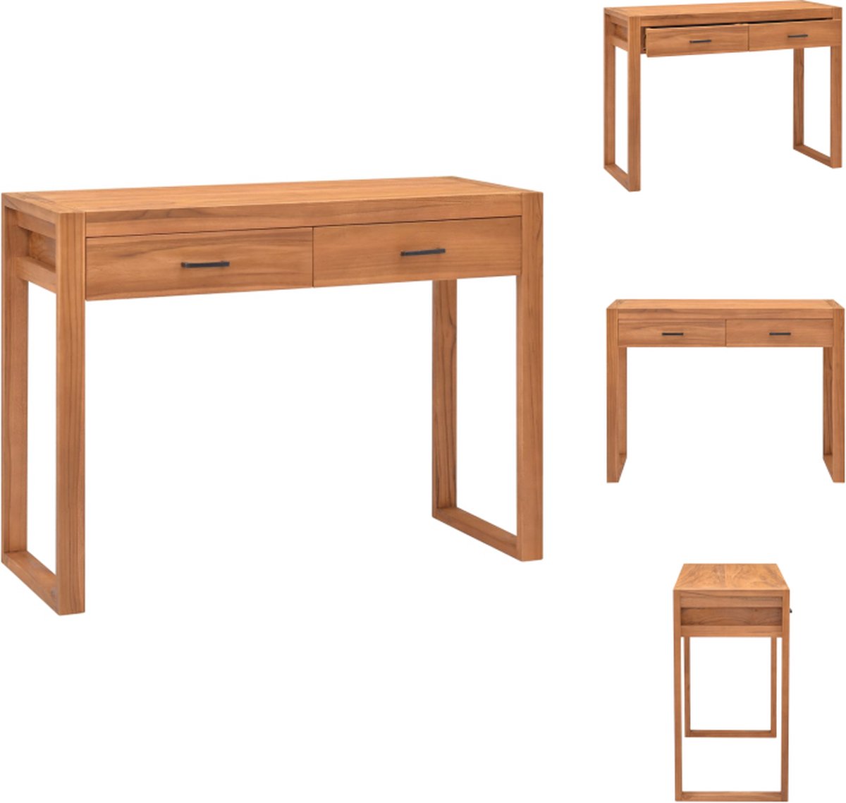 VidaXL Houten Bureau Rustieke Charme Bureau Afmetingen- 100x40x75cm Ken- 2 lades Bureau