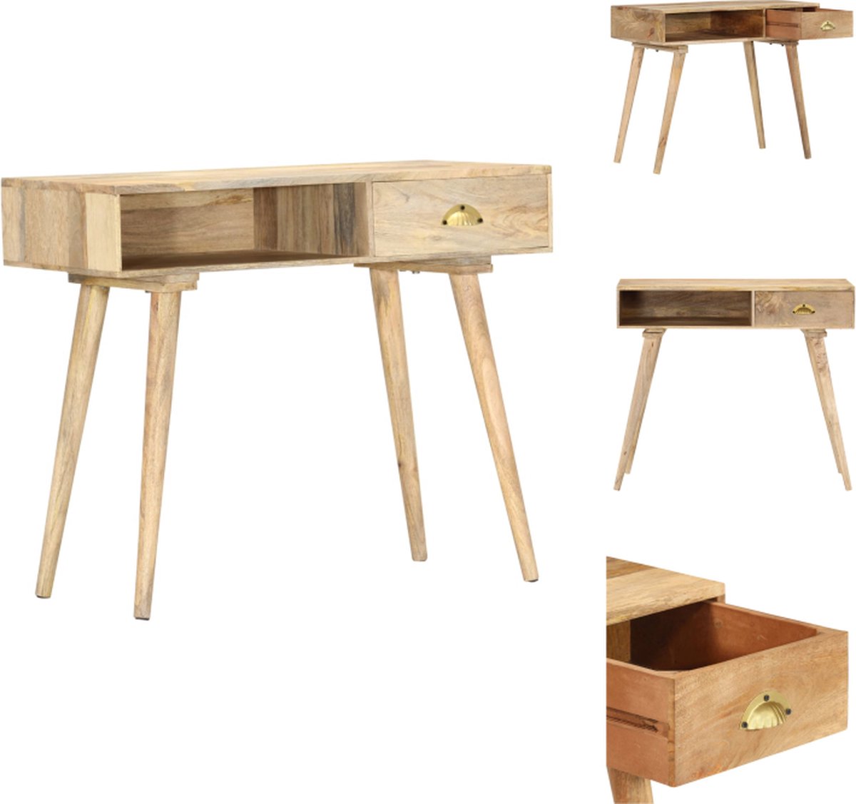 VidaXL Wandtafel Rustieke houten Massief mangohout 90x45x75 cm Tafel