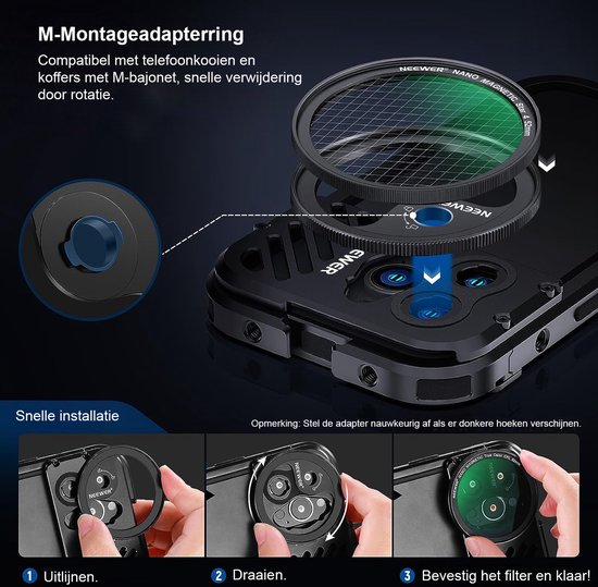 NEEWER 72mm 3 in 1 Magnetic ND Objektivfilter Kit mit 10 Stops Neutraldichtes ND1000 Filter Adapterring Filterkappe, mit 42 Schichten Beschichtungen/ultradünn/Kratzfest/magnetisches Filterset