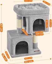 orion store - Krabpaal voor katten tot 3 kg met groot platform en sisalpalen in lichtgrijs - 40cm x 30cm x 67cm
