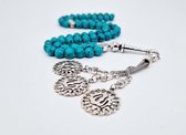 Tasbih 66 Kralen Natuursteen "Howliet-groen" – Met tassel ”Allah” -Tasbeeh 8 mm diameter van de korrel - Model 23