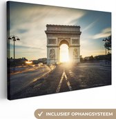Peintures sur toile - Arc de Triomphe avec un lever de soleil à Paris - 90x60 cm - Art Décoration murale
