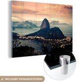 MuchoWow® Glasschilderij 30x20 cm - Schilderij acrylglas - Luchtfoto Suikerbroodberg in Brazilië. - Foto op glas - Schilderijen