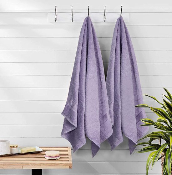 GLAMBURG Set Di 2 Teli Da Bagno Oversize In Cotone 70x140 Cm - Blu, Ultra Assorbenti, Asciugatura Rapida - 5