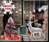 Raamstickers, 3 sets Kerstmis grote kerstboom en eland en 5 vellen sterren. kerststickers voor muur of raam decoratieve stickers, afneembare vinyl, kerstdecoratie - etalage.