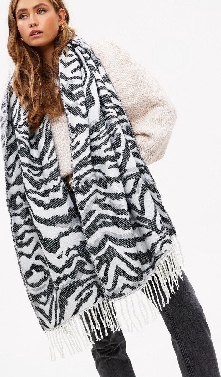 Sjaal Zebraprint - Dames - Winter - Grijs