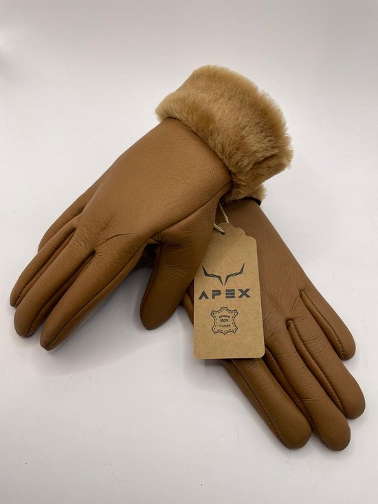 Apex Gloves - Dames en Heren Leren Handschoenen - Hoge kwaliteit %100 Schapenleer - Whisky Zijdeachtig - Winter - Extra warm - Maat L
