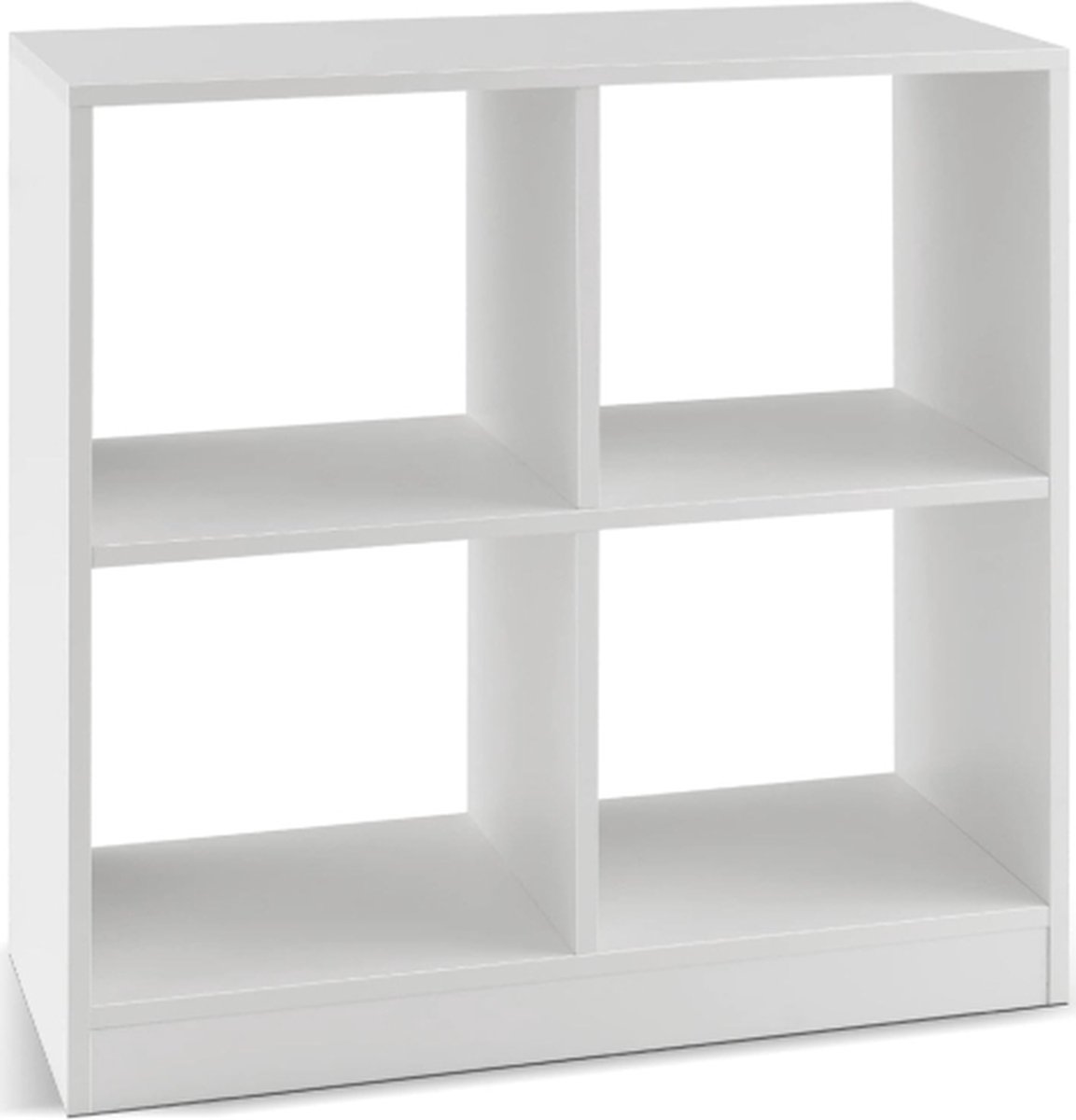 Boekenkast met 4 vakken, kubusrek, wit, staand rek, opbergrek, rek voor slaapkamer, woonkamer, 73 x 33 x 73 cm