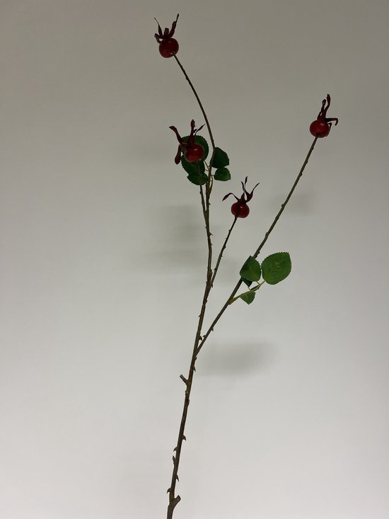 Zijden kunstbloem Rozenbottel | Rood | Lengte 85 centimeter