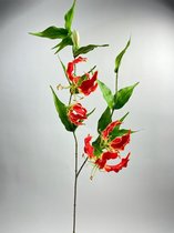 Zijden kunstbloem Gloriosa | Rood | Lengte 108 centimeter