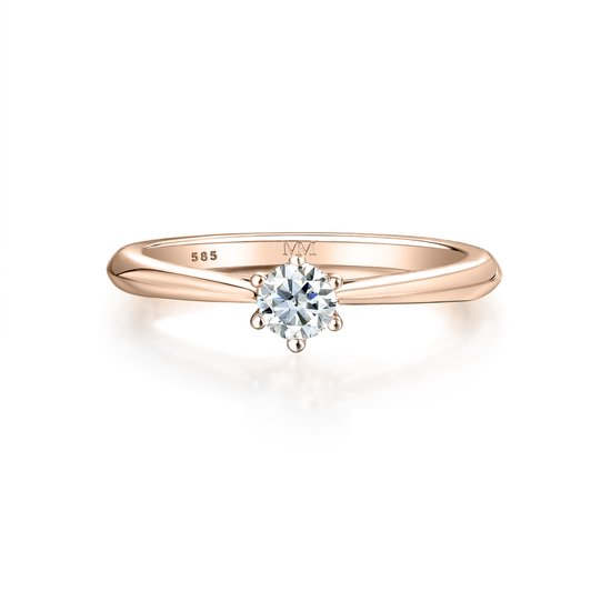Ella - Bague de fiançailles solitaire moissanite en or rose 14 carats - 0,3 carat