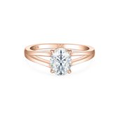 Grace - 18k Roségouden Ovaal Split- 18k RoségoudenShank Moissanite Ring - 3 karaat