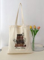 TOTE BAG - Sac shopping avec motif livre et fleur - Sac shopping - Tote Bag - Polyester - Durable - Pratique - Élégant - Bandoulière