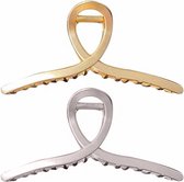 2 Stuks - Elegante Haaienklem Haaraccessoire - Metalen Haarklemmen - Stevige Grip - Duurzame Legering - Elegant Design - Goud & Zilver