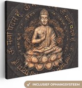 Canvas schilderij Boeddha beeld 120x90 - Kamer decoratie accessoires - Buddha schilderijen woonkamer - Wanddecoratie slaapkamer - Wall decoration - Muurdecoratie keuken - Wanddoek interieur binnen - Woondecoratie huis - Woonaccessoires