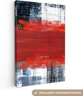 Canvas - Schilderij - Olieverf - Abstract - Kunst - Rood - 20x30 cm - Wanddecoratie - Interieur