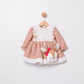 Baby jurkje met plooien en kanten inzetstuk (met tasje)
