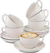 Set de 6 tasses à Cappuccino en céramique Wit avec soucoupes, chaud longue durée, passe au lave-vaisselle, 180 ml