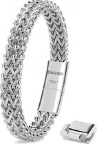 Malinsi Bracelet Homme - Maillon Argent Complet Acier Inoxydable - Bracelet Homme 21 cm - Cadeau Mari - Bracelets Vaderdag - Cadeau - Anniversaire