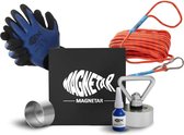 Magnetar Easy Vismagneet - Complete Magneetvissen Set - 280 kg Allround Neodymium Vis Magneet - 20m Magneetvis Touw - Waterdichte Handschoenen