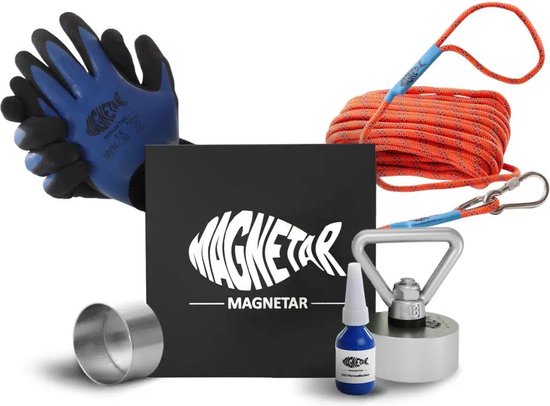 Foto: Magnetar easy vismagneet complete magneetvissen set 280 kg allround neodymium vis magneet 20m magneetvis touw waterdichte handschoenen