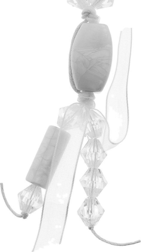 Behave Witte lange kralen ketting van touw met hanger