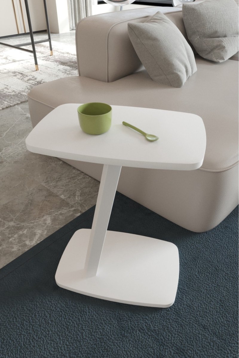 Sunon Bijzettafel met remwielen, mobiele sofa-tafel bijzettafel met 2 niveaus opbergplanken, laptopstandaard kleine salontafel op wielen, wit 114240181 één maat