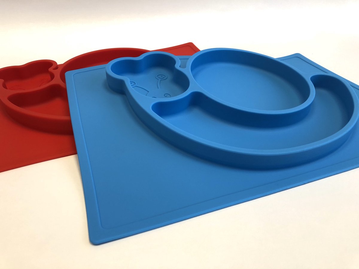 Goedkoopste 2x 3D Placemat |Motief Slak |Kleur Rood Blauw |By TOOBS |Anti-slip |Kinderplacemat |Eetgerei |Silicone BPA vrije placemats 2 stuks