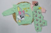 Babysetje 2-delig - Newborn kleding set/meisje - kraamcadeau - babykleding - babykleertjes - Huispakje | Kraamkado - Maat 86/ 1,5 jaar - Play with me - mint/rose