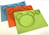 3x sets de table en silicone pour enfants |Motif 3D ours |Antidérapant | Par TOOBS |Blauw- Oranje- Vert