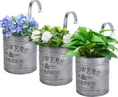 Pots de fleurs suspendus, 3 pièces, pots de fleurs suspendus rétro, pots de fleurs vintage avec crochets métalliques amovibles, pour plantes d'extérieur, balcon, jardin