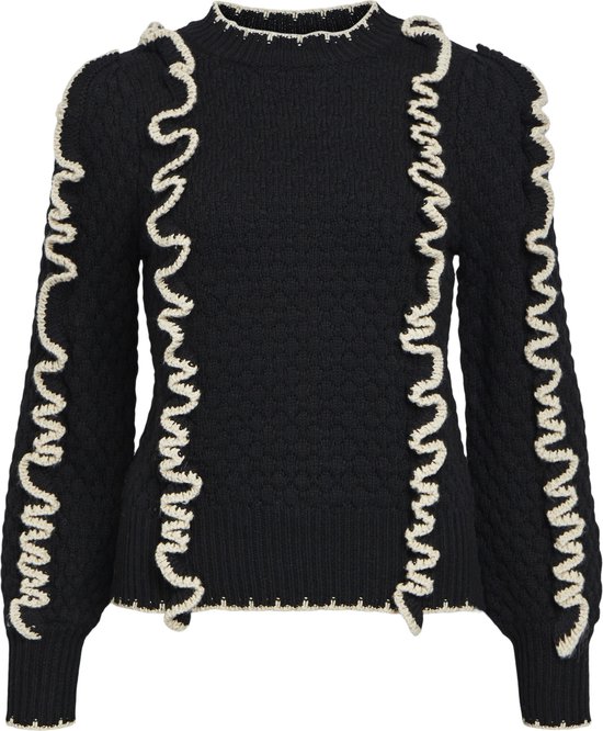Object Objyaa L/s Knit Pullover 131 Truien & vesten Dames - Sweater - Hoodie - Vest- Zwart - Maat M