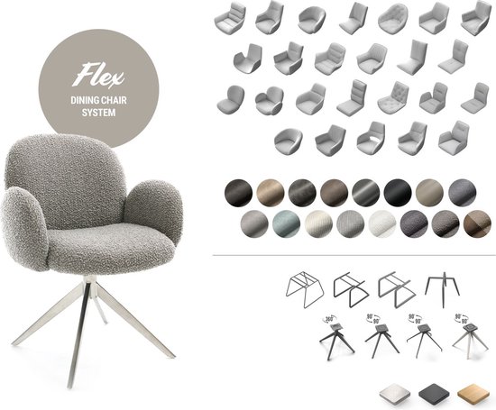 Draaistoel Gaio-Flex kruisframe hoekig zwart echt leer zwart 180° draaibaar - Afbeelding 8