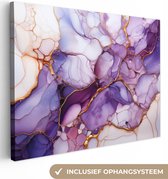 Peinture sur toile 40x30 cm - Marbre lilas violet - Accessoires de décoration de chambre - Peintures salon - Décoration murale chambre - Décoration murale cuisine - Toile murale intérieur - Décoration maison - Tableau abstrait