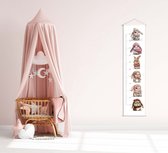 Groeimeter konijntjes - Wit - Babykamer - Kinderkamer - 120x30 cm - Kinderkamer decoratie - Wanddecoratie - Kraamcadeau