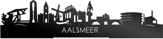 Standing Skyline Aalsmeer Zwart Glanzend - 60 cm - Woondecoratie design - Decoratie om neer te zetten en om op te hangen - Meer steden beschikbaar - Cadeau voor hem - Cadeau voor haar - Jubileum - Verjaardag - Housewarming - Interieur -