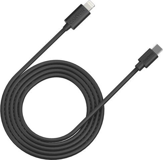 Canyon USB -C naar Lightning CFI -12 - Gegevenskabel - Bliksem naar USB -C - 20W Power Delivery - PD Fast Charge - 2 Mtr - Black