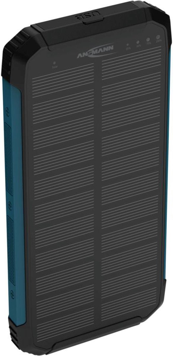 powerbank zwart 10000mAh draadloos + zonne-energie